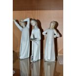 THREE LLADRO FIGURES OF CHILDREN IN NIGHTDRESSES, comprising Nos 4868 'Girl with Candle', 4870 '