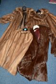 A LADIES THREE QUARTER LENGTH EMBA AMERICAN MINK 'AUTUMN HAZE' BROWN MINK COAT, approximate size