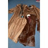 A LADIES THREE QUARTER LENGTH EMBA AMERICAN MINK 'AUTUMN HAZE' BROWN MINK COAT, approximate size