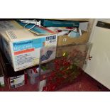 SEVEN BOXES AND LOOSE CHRISTMAS TREES AND DECORATIONS, to include a boxed 4ft artificial Christmas