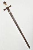 A MEDIEVAL STYLE SWORD, POSSIBLY EUROPEAN IN MANUFACTURE IN THE KASKARAS STYLE, the blade is
