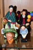 FOUR ROYAL DOULTON FIGURES AND A CHARACTER JUG, comprising 'The Orange Lady' HN1953, 'The Old