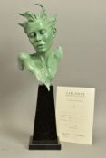 CARL PAYNE (BRITISH 1969-2021) 'ODILE', A limited edition Bronze sculpture of a female face, mounted