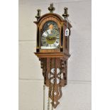 A CLOCK, TREEN AND METALWARES, comprising a modern Warmink wall clock with pendulum and weights, a