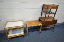 FOUR VARIOUS MID CENTURY OCCASIONAL FURNITURE, to include a teak lamp table with a single drawer,