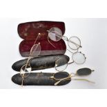 A SPECTACLES COLLECTION, three pairs of spectacles and one pair of sunglasses, together with two