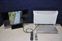 A PANASONIC 24in TV model No T-X24DS500B, a Panasonic DVD player model No DVDS47 and a glen heater