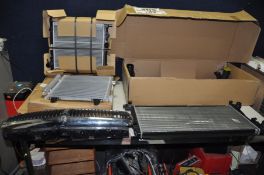 A SELECTION OF CAR PARTS to include a intercooler and radiator (possibly Mercedes), a radiator (
