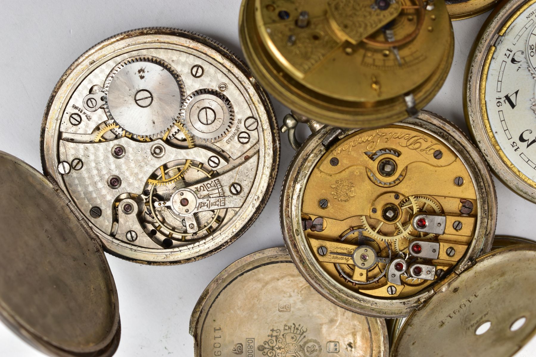 A BAG OF ASSORTED SILVER AND WHITE METAL POCKET WATCHES, to include a silver 'Kay's' open face - Image 8 of 10