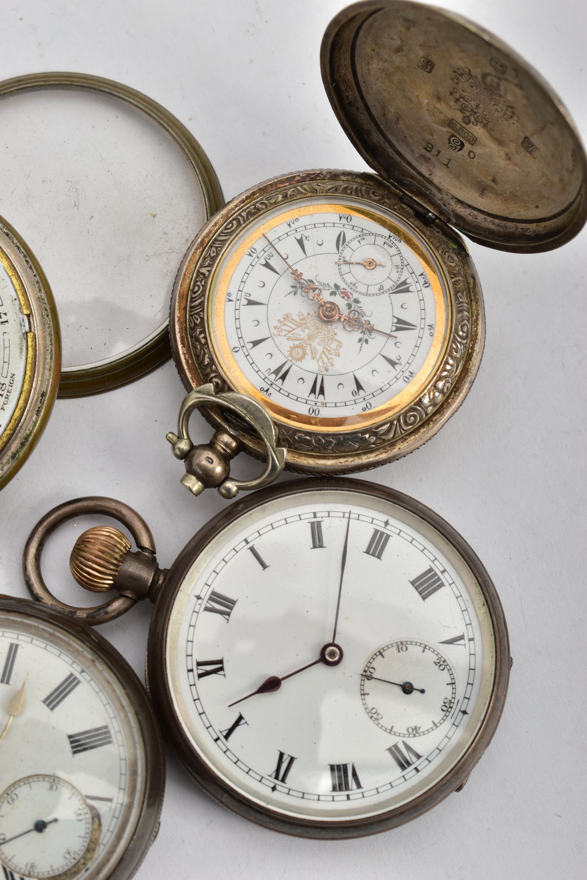 A BAG OF ASSORTED SILVER AND WHITE METAL POCKET WATCHES, to include a silver 'Kay's' open face - Image 2 of 10