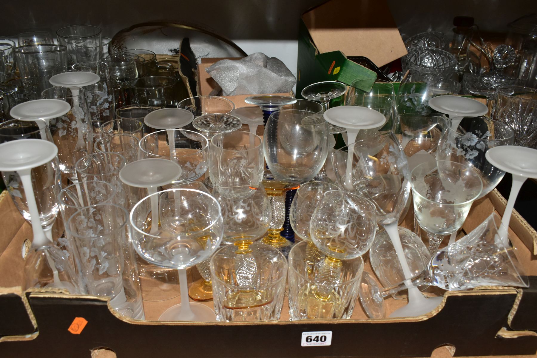 FIVE BOXES OF GLASS WARES, to include a quantity of drinking glasses, mainly in sets including a - Image 3 of 6