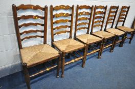 A SET OF FOUR 19TH CENTURY OAK LANCASHIRE CHAIRS, and two similar chairs (6)