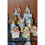 NINE ROYAL ALBERT BEATRIX POTTER CHARACTER FIGURES, ANOTHER BY BESWICK AND AN ENESCO PETER RABBIT