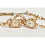 TWO LADIES 9CT GOLD WRISTWATCHES, the first a 9ct gold 'Rotary' quartz, oval silver dial signed '