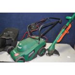 A QUALCAST COBRA QUIET 32 LAWN MOWER and a Black and Decker reflex electric strimmer model No