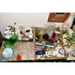 FOUR BOXES AND LOOSE CERAMICS, GLASSWARES AND SUNDRY ITEMS, to include an Italian jardiniere and