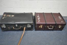 TWO VINTAGE SUITCASES/TRAVELLING TRUNKS