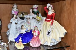 EIGHT ROYAL DOULTON LADY FIGURES, comprising 'Alice -Lady of the Year 1999' HN4003 and 'Sophie -