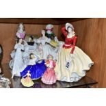 EIGHT ROYAL DOULTON LADY FIGURES, comprising 'Alice -Lady of the Year 1999' HN4003 and 'Sophie -