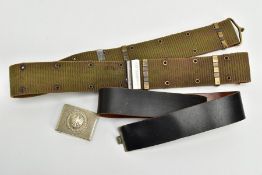 GERMAN POST WWII BUNDESWEHR ARMY BELT BUCKLE, with leather belt, the buckle is one piece face