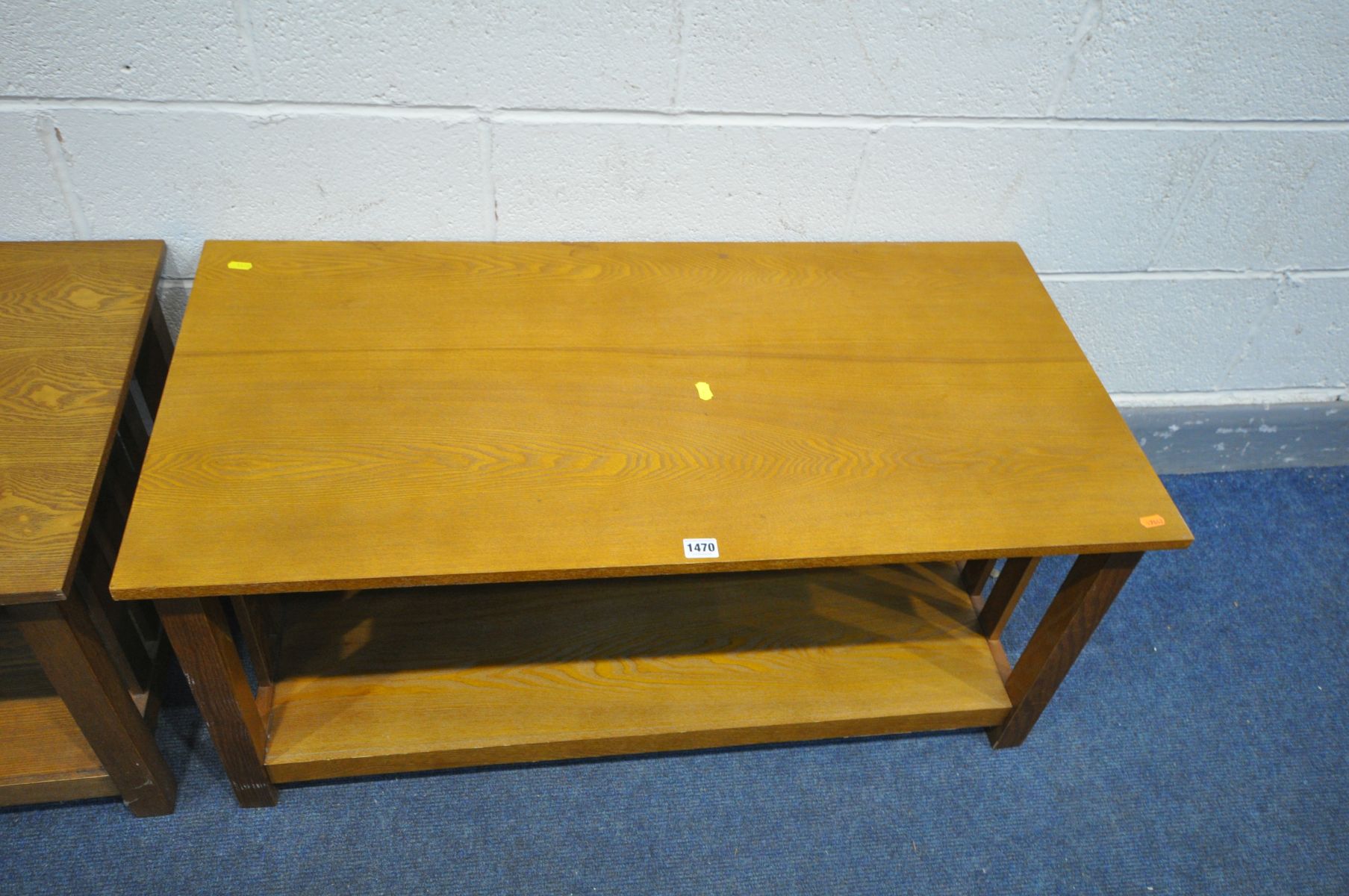 AN OAK EFFECT COFFEE TABLE, 100cm x depth 50cm x height 45cm, and a matching occasional table (2) - Image 2 of 2