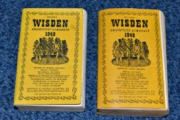 WISDEN CRICKETERS' ALMANACK 1948 AND 1949, 85th and 86th editions, original limp cloth covers, good