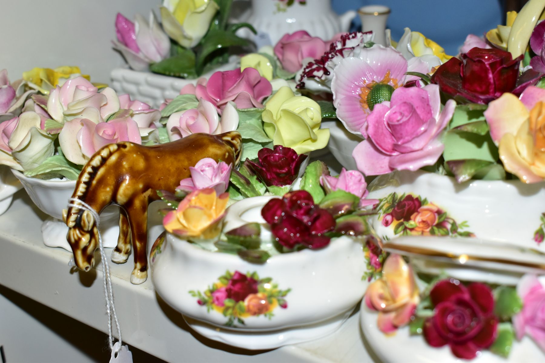 A GROUP OF CERAMIC ORNAMENTS, to include five Royal Albert Old Country Roses modelled posy - Image 3 of 4