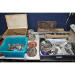 FOUR BOXES OF ENGINERERING TOOLS to include marking tools, tap and die sets, hammers, files,