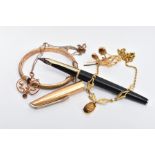 AN ASSORTMENT OF GOLD FILLED AND ROLLED GOLD JEWELLERY, to include a gold filled necklace and