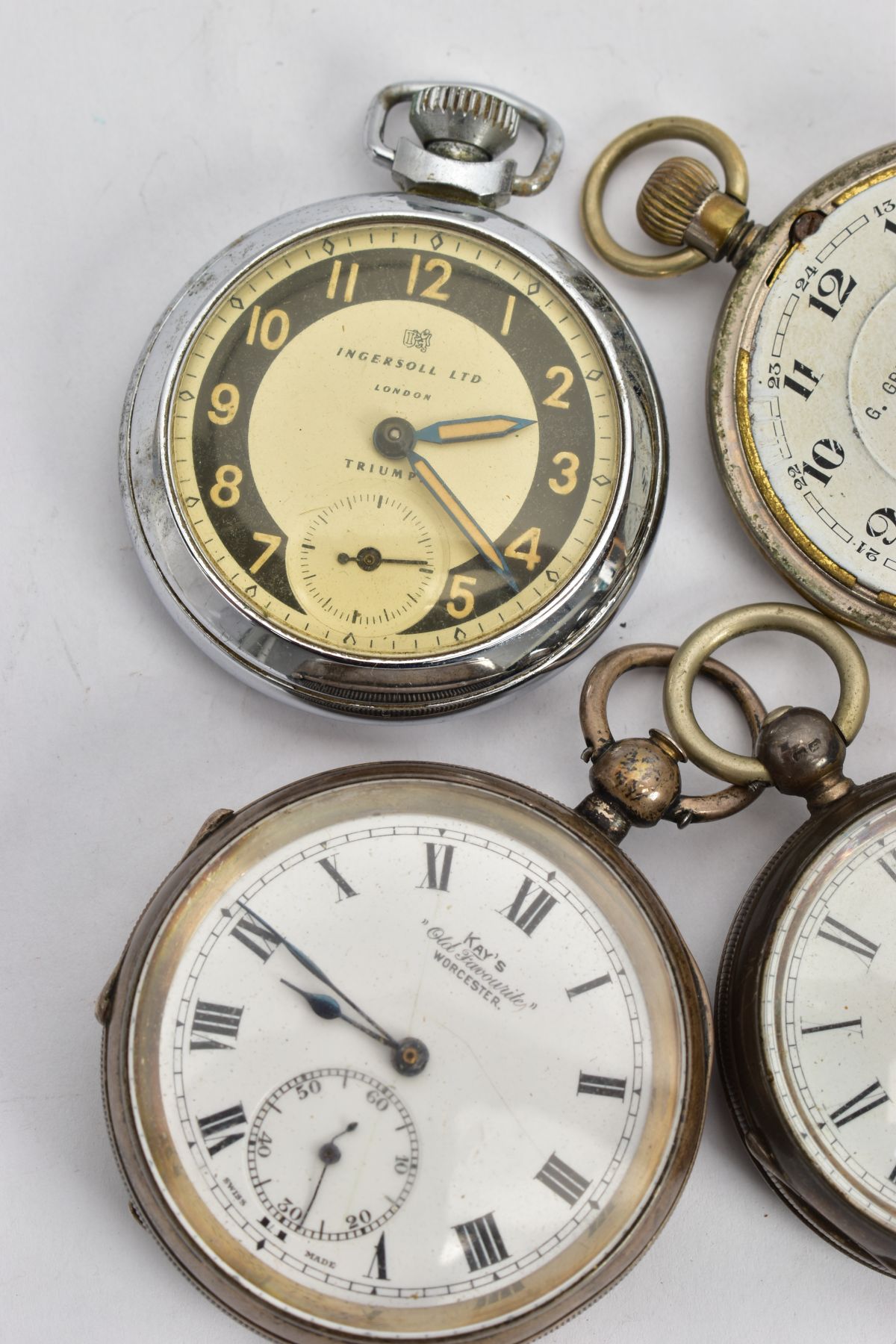 A BAG OF ASSORTED SILVER AND WHITE METAL POCKET WATCHES, to include a silver 'Kay's' open face - Image 4 of 10