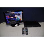 A SAMSUNG 19in TV model No LE19R86BD along with a Panasonic DVD recorder model No DMR-EX773, two