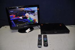 A SAMSUNG 19in TV model No LE19R86BD along with a Panasonic DVD recorder model No DMR-EX773, two