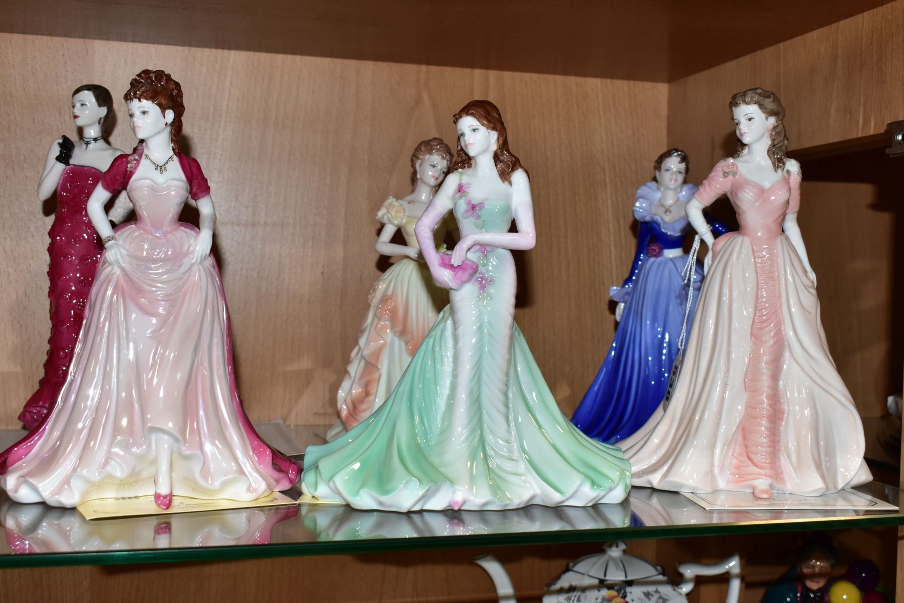 SIX COALPORT LADIES OF FASHION FIGURES OF THE YEAR LADIES, comprising ' Jacqueline 1995', 'Karen