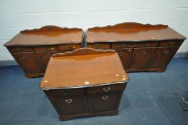 THREE MATCHING ROSSMORE CHERRYWOOD SIDEBOARDS, to include three sizes, largest sideboard width 158cm