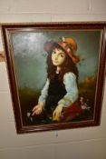 PAINTINGS AND PRINTS ETC, to include a nostalgic portrait of a young girl with a basket of