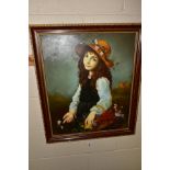 PAINTINGS AND PRINTS ETC, to include a nostalgic portrait of a young girl with a basket of