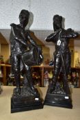 A PAIR OF BRONZE FIGURES, after Étienne Henri Dumaige (1830-1888), depicting two French