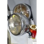 A PAIR OF LUCAS KING OF THE ROAD VINTAGE HEAD LAMPS, type MB 148, chrome finish, stamped Lucas