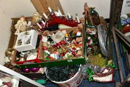 FOUR BOXES AND LOOSE CHRISTMAS DECORATIONS, mainly late twentieth century and contemporary items, to