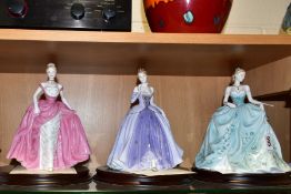 THREE COALPORT FOR COMPTON & WOODHOUSE LIMITED EDITION LADY FIGURES, designed by Elizabeth Emanuel