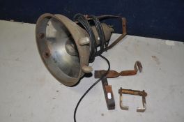 A VINTAGE STAGE LIGHT with bracket (PAT fail due to uninsulated plug)