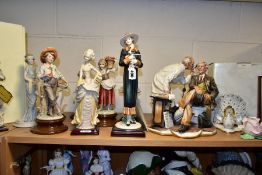 A COLLECTION OF CAPODIMONTE AND FLORENCE GIUSEPPE ARMANI ART PORCELAIN AND RESIN FIGURES AND
