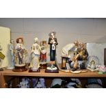 A COLLECTION OF CAPODIMONTE AND FLORENCE GIUSEPPE ARMANI ART PORCELAIN AND RESIN FIGURES AND