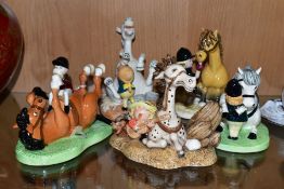 FIVE ROYAL DOULTON THELWELL FIGURE GROUPS, comprising 'Choosing Good Feet' NT4, limited edition no.