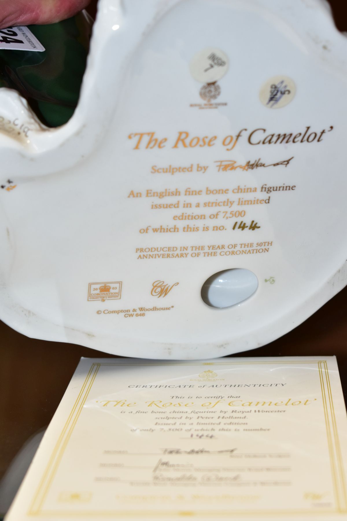 A ROYAL WORCESTER FOR COMPTON & WOODHOUSE LIMITED EDITION FIGURE 'THE ROSE OF CAMELOT', no.144/7500, - Image 3 of 3