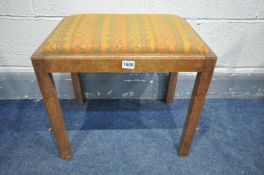 POSSIBLY HEAL & SON LTD OF LONDON, AN ARTS AND CRAFTS LIMED OAK DRESSING STOOL, unsigned, width 48cm