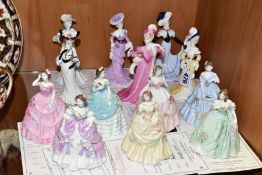 THIRTEEN COALPORT FOR COMPTON & WOODHOUSE LADY FIGURES, comprising seven limited editions from '