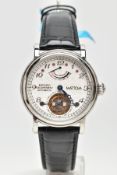 A GENTS 'MATTOM' WRISTWATCH, automatic movement, white patterned dial, signed 'Mattom Exposed escape