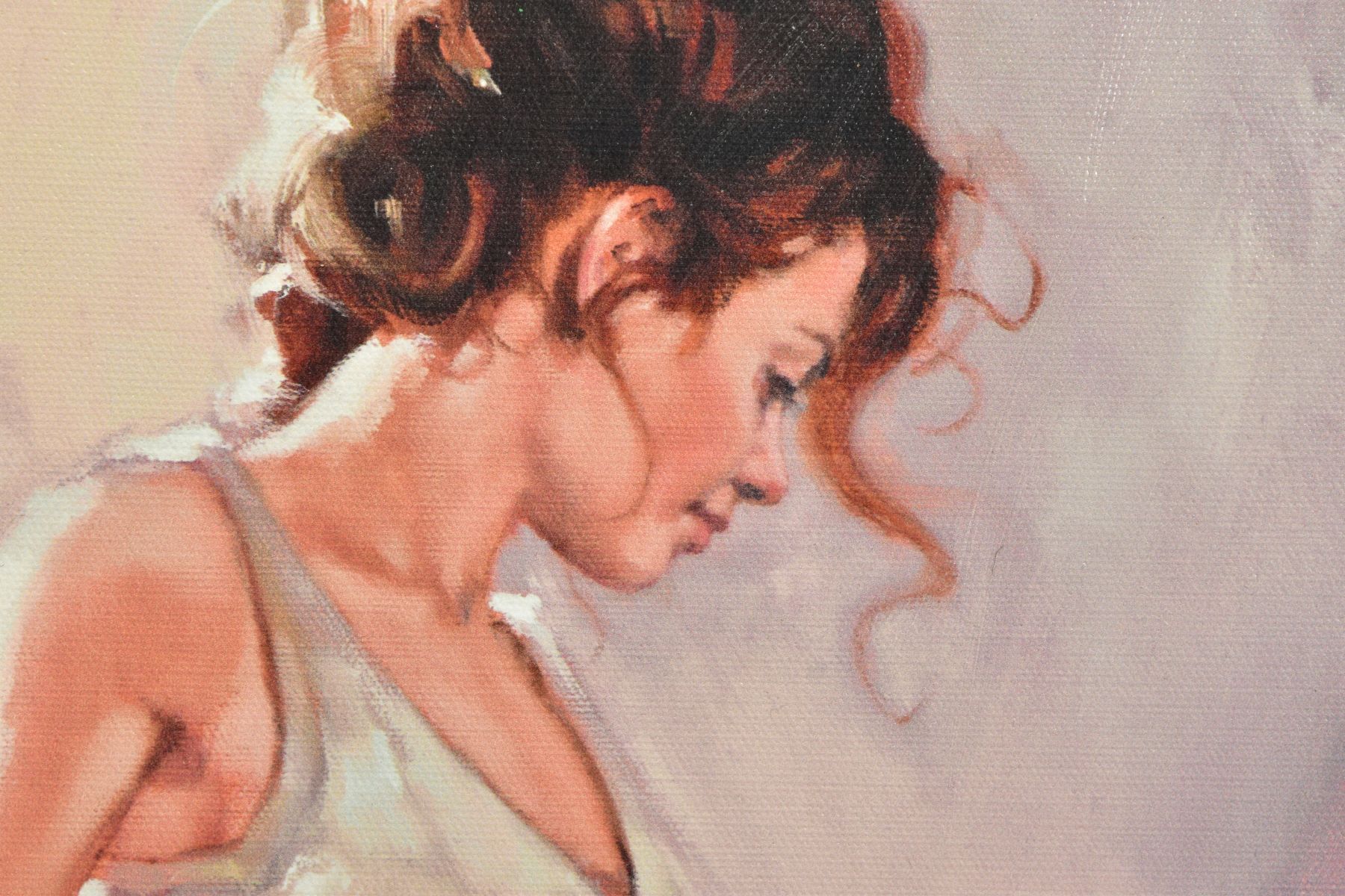 MARK SPAIN (BRITISH CONTEMPORARY) 'FIESTA' a study of a female figure wearing a white dress, limited - Image 4 of 9