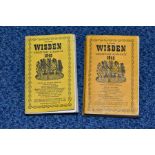 WISDEN CRICKETERS' ALMANACK 1948 AND 1949, 85th and 86th editions, original limp cloth covers, good